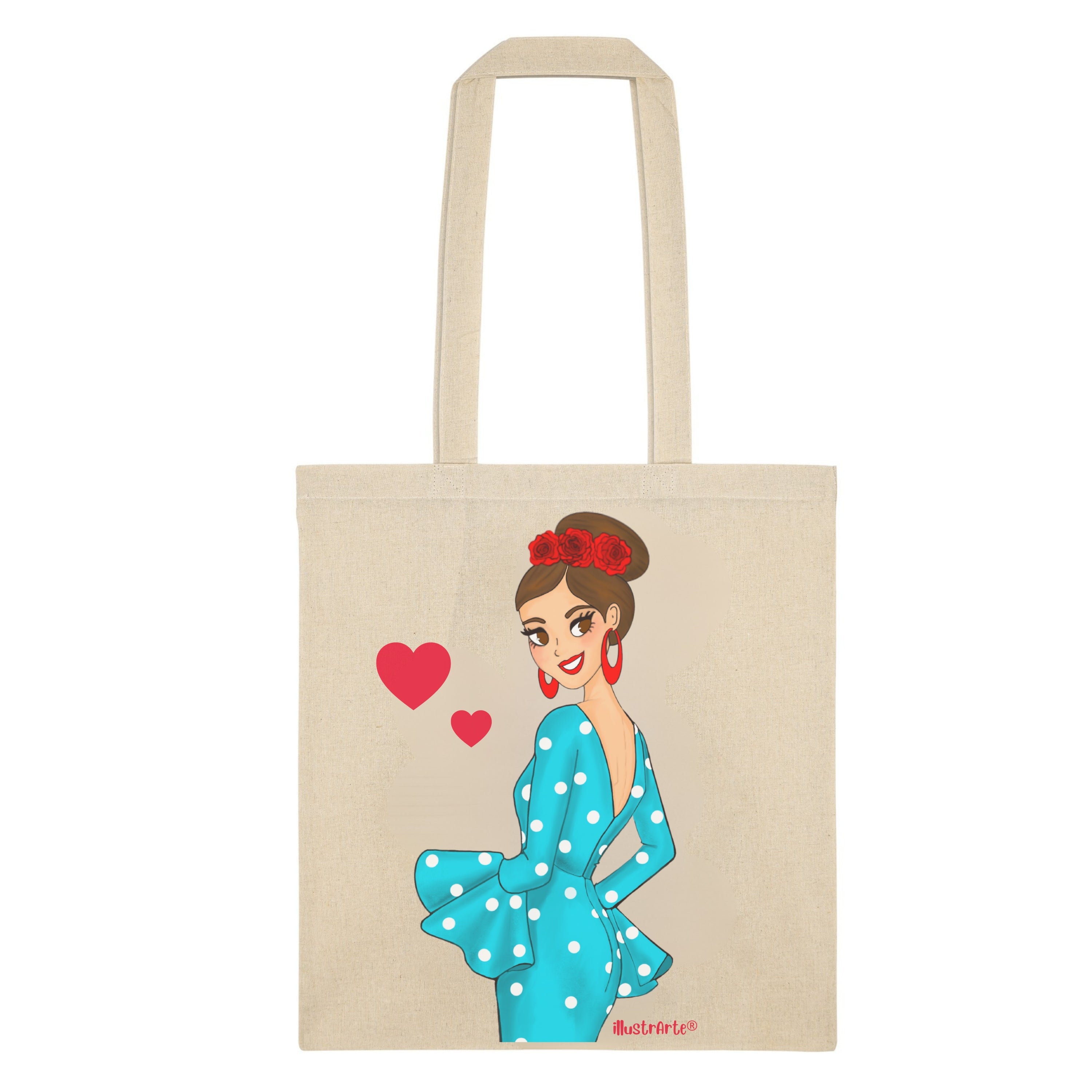 Bolsa tote Cádiz illustrArte 38 x 42 cm – diseño Paquita turquesa