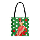 Bolsa tote Málaga illustrArte 43 x 43 cm – diseño Lucía, verde con lunares blancos