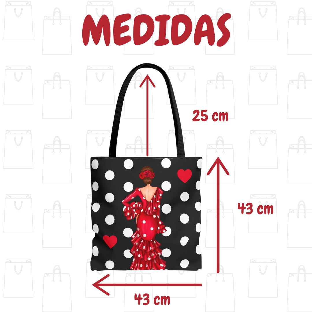 Bolsa tote Málaga illustrArte – Macarena, negro con lunares – vista 5