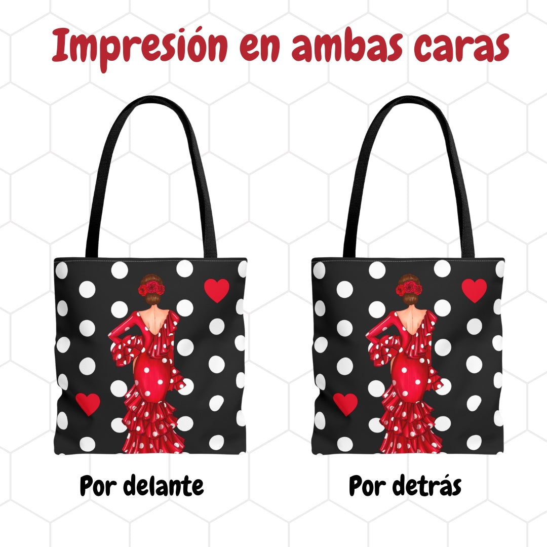 Bolsa tote Málaga illustrArte – Macarena, negro con lunares – vista 6
