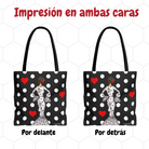 Bolsa tote Málaga illustrArte – María Blanco, fondo negro con lunares – vista 7
