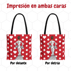 Bolsa tote Málaga illustrArte – María Blanco, fondo rojo – vista 3
