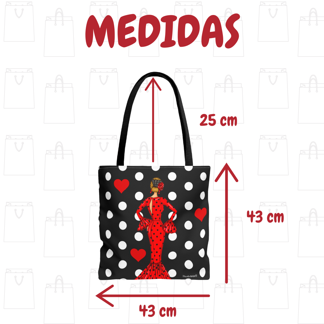 Bolsa tote Málaga illustrArte – María Rojo con lunares – vista 3