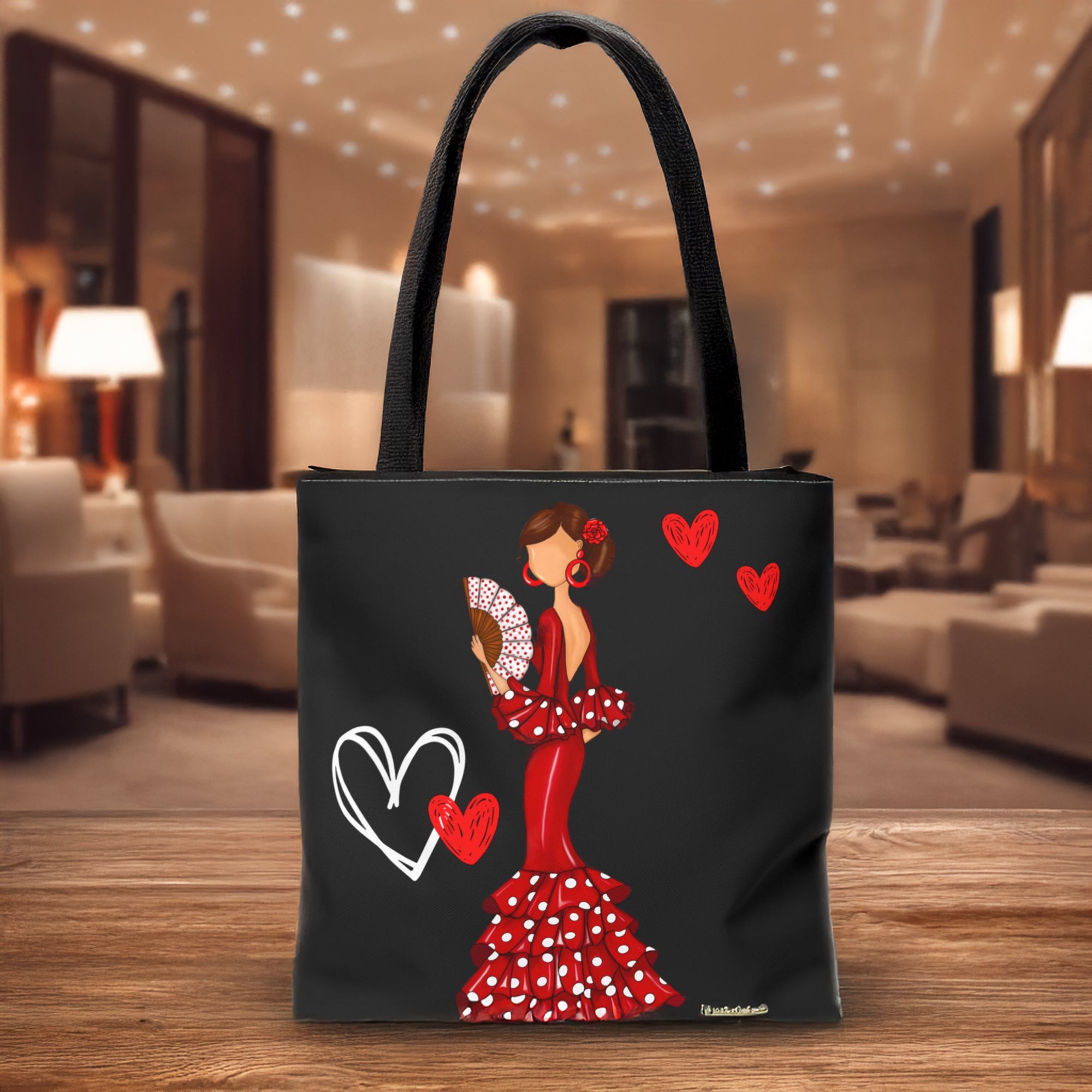 Bolsa tote Málaga illustrArte – Pepa con corazones – vista 8