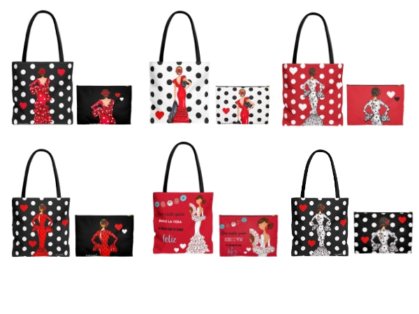 Pack Bolso Málaga + Neceser Granada – Diseño Flamenco illustrArte