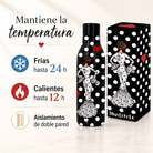 Botella térmica illustrArte 500 ml – diseño María Blanco sobre fondo negro – vista 2
