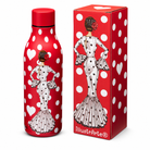 Botella térmica de acero inoxidable illustrArte 500 ml – diseño María Blanco sobre fondo rojo con lunares