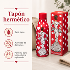 Botella térmica illustrArte 500 ml – diseño María Blanco sobre fondo rojo – vista 7