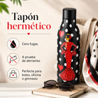 Botella térmica illustrArte 500 ml – diseño María Rojo, vestido rojo con lunares – vista 6