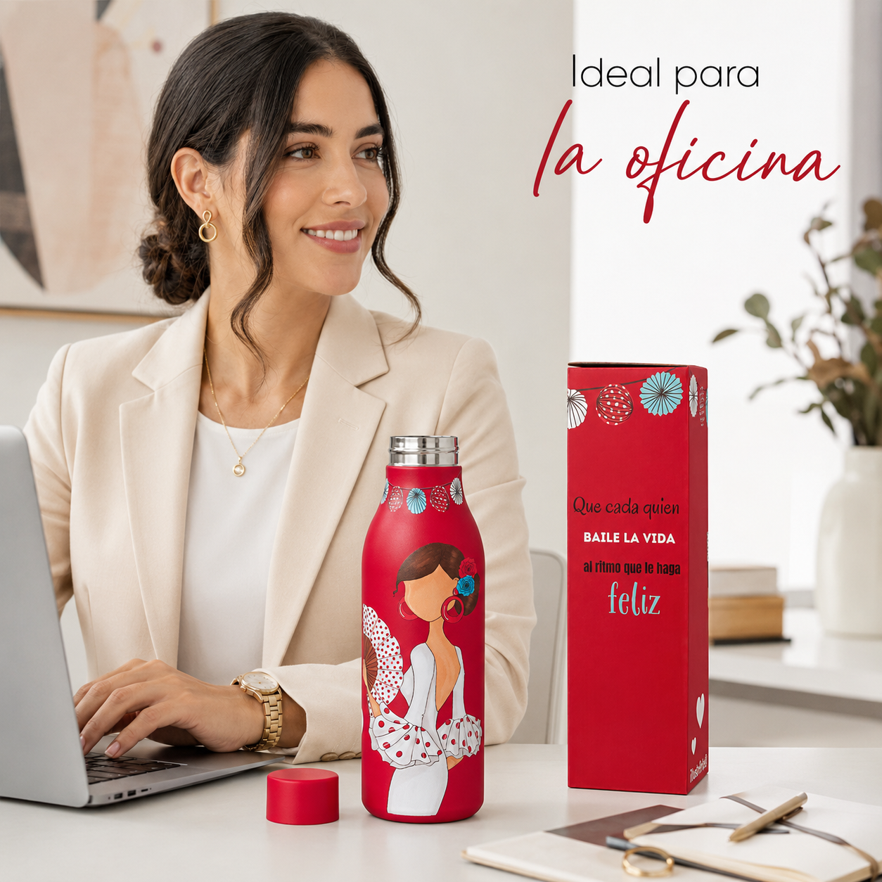 Botella térmica illustrArte 500 ml – diseño Pepa Feliz, flamenca de lunares – vista 6