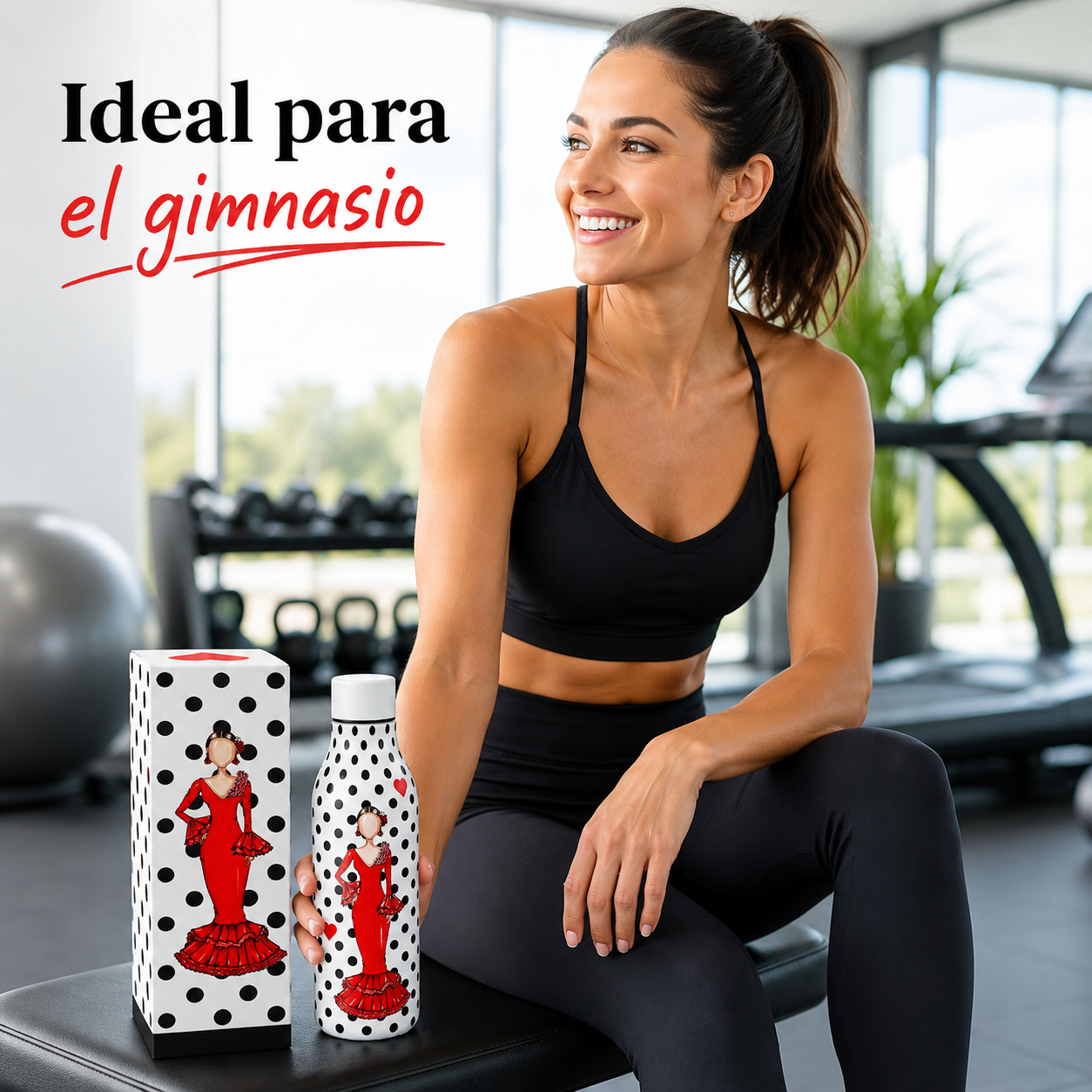 Botella térmica illustrArte 500 ml – diseño Verónica, flamenca de vestido rojo – vista 5