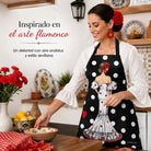 Delantal flamenca illustrArte – Maite, fondo negro con lunares – vista 6