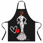 Delantal de cocina illustrArte 78 x 65 cm – diseño María Blanco, fondo negro
