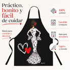 Delantal flamenca illustrArte – María Blanco, fondo negro – vista 7