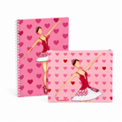 Pack estuche 22x17 cm y libreta 17x24 cm, diseño Bailarina Mariela