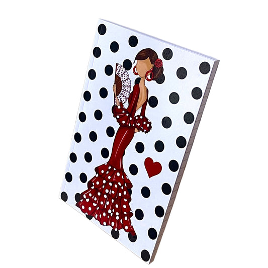 Cuaderno Flamenco “Pepa – Lunares Negros” – 6×9” (15,24×22,86 cm) – 120 Páginas Rayadas – Diseño illustrArte