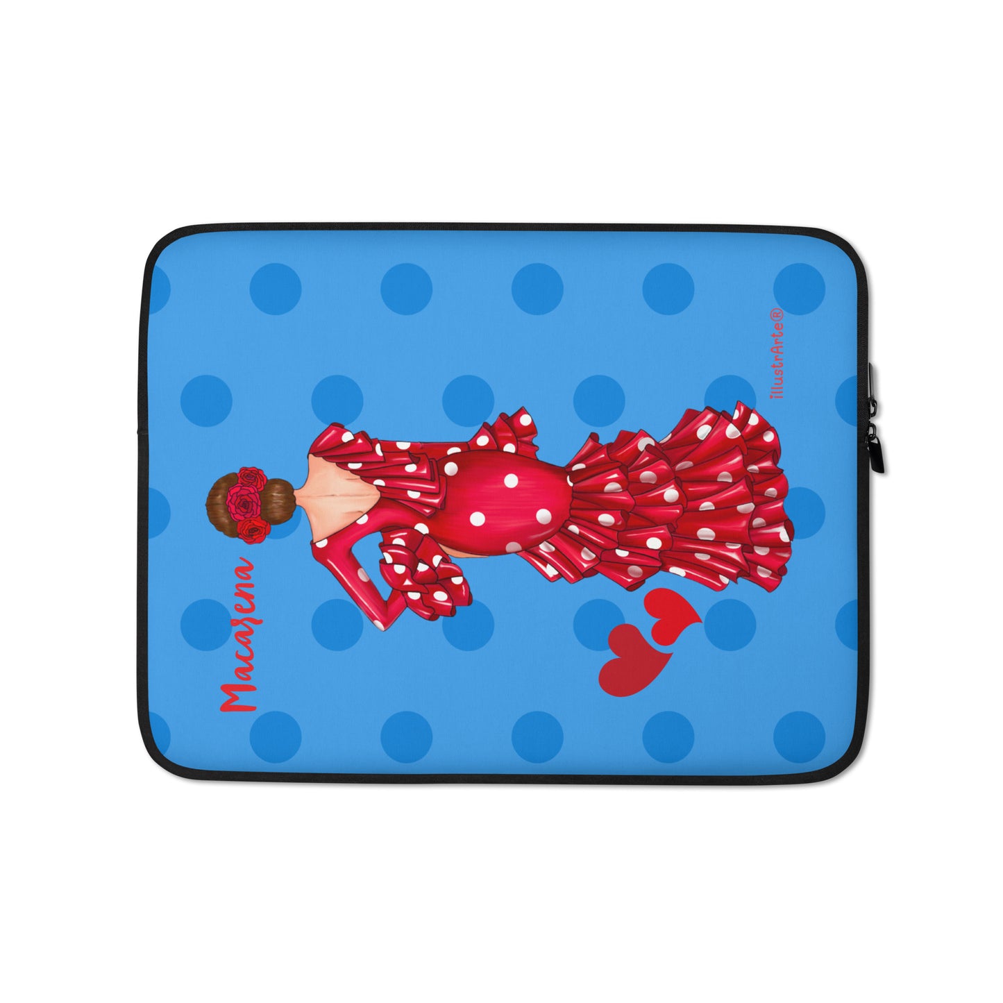 Funda Para Portátil Personalizable - Flamenca Macarena fondo azul