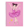 Libreta bailarina Marina rosa 17 x 24 cm, portada con bailarina y estrellas doradas