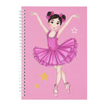 Libreta bailarina Marina rosa 17 x 24 cm, portada con bailarina y estrellas doradas