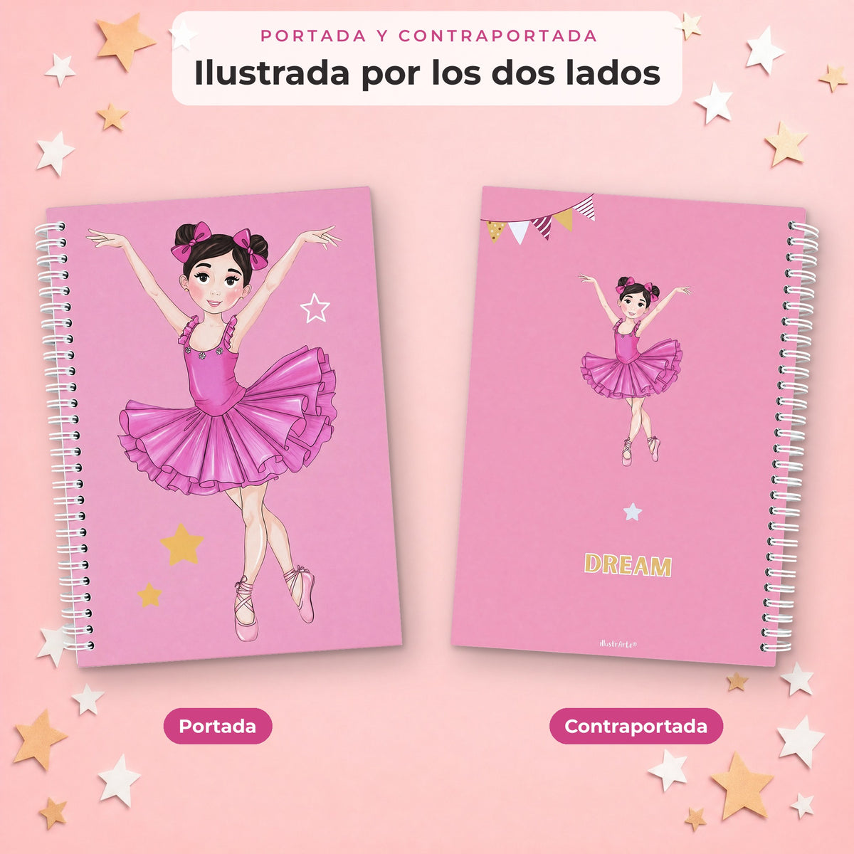 Portada y contraportada ilustradas de la libreta Marina