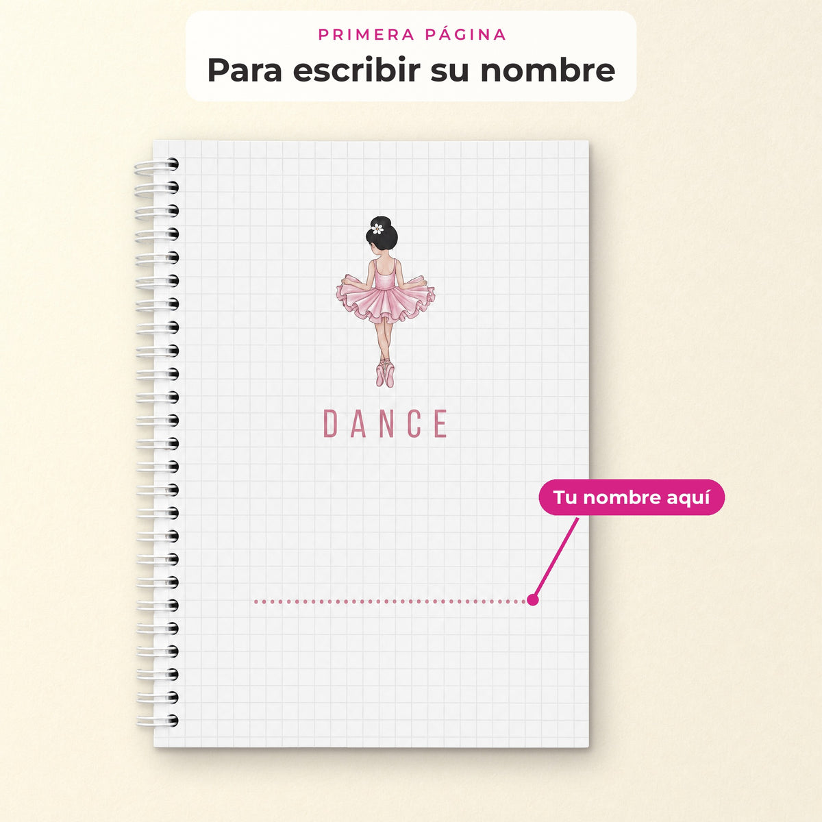 Primera página DANCE para escribir el nombre