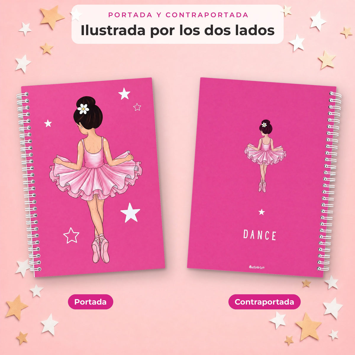 Portada y contraportada ilustradas de la libreta Tina