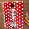 Libreta flamenca illustrArte 17 x 24 cm – diseño María Blanco, tapa roja con lunares blancos