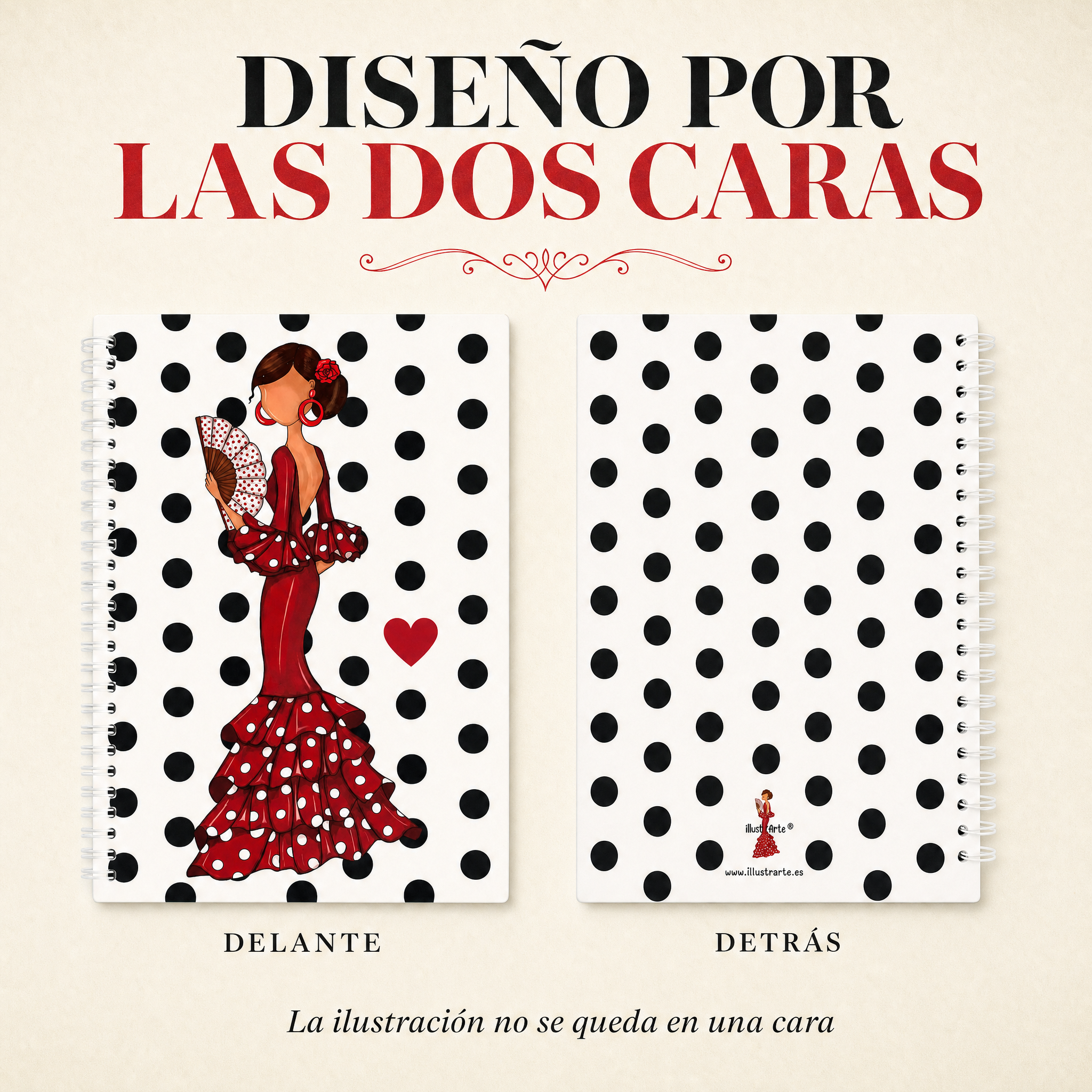 Libreta flamenca Pepa – diseño impreso por las dos caras, delante y detrás