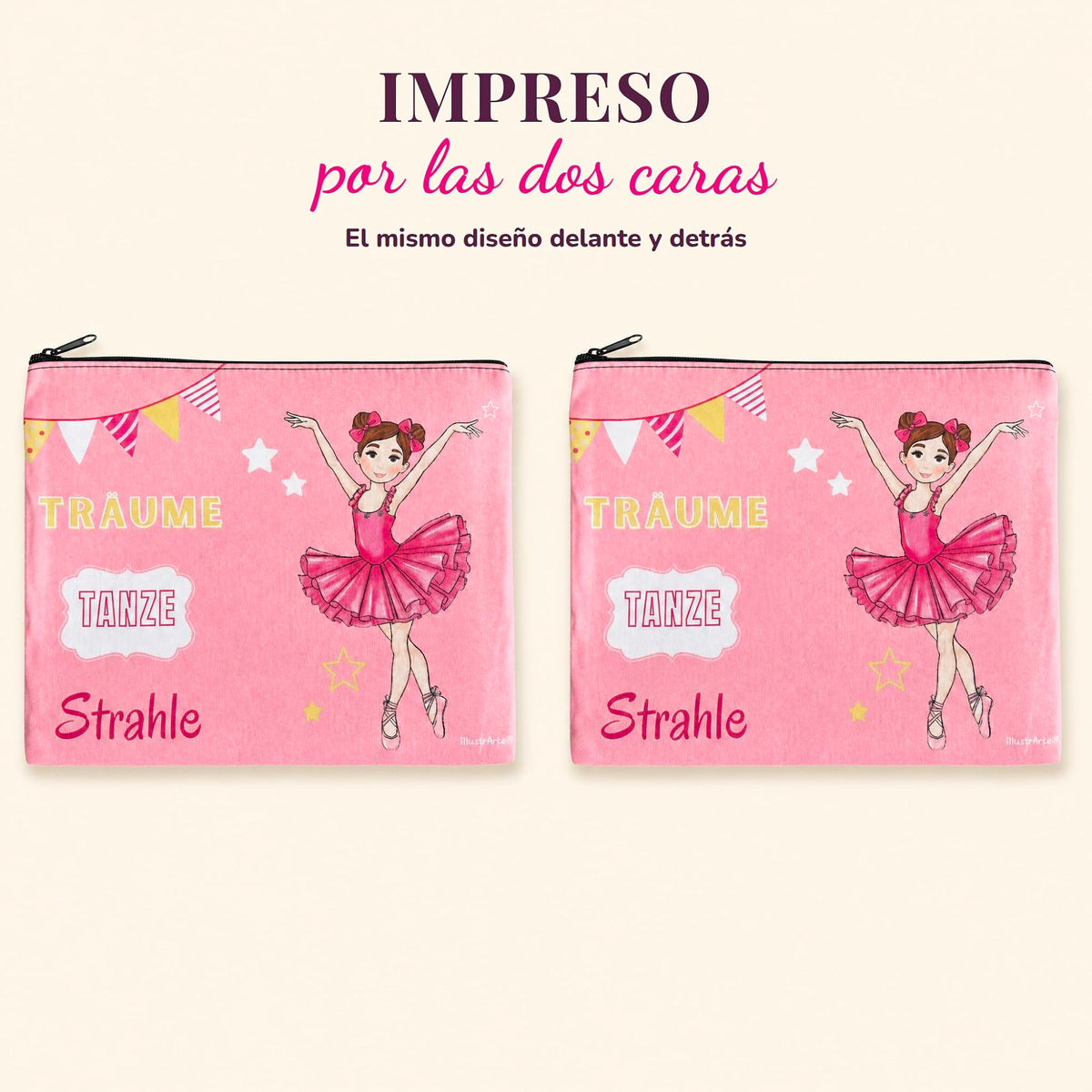 Neceser Granada illustrArte 22 x 17 cm – diseño Marina (Träume, Tanze, Strahle) – vista 5