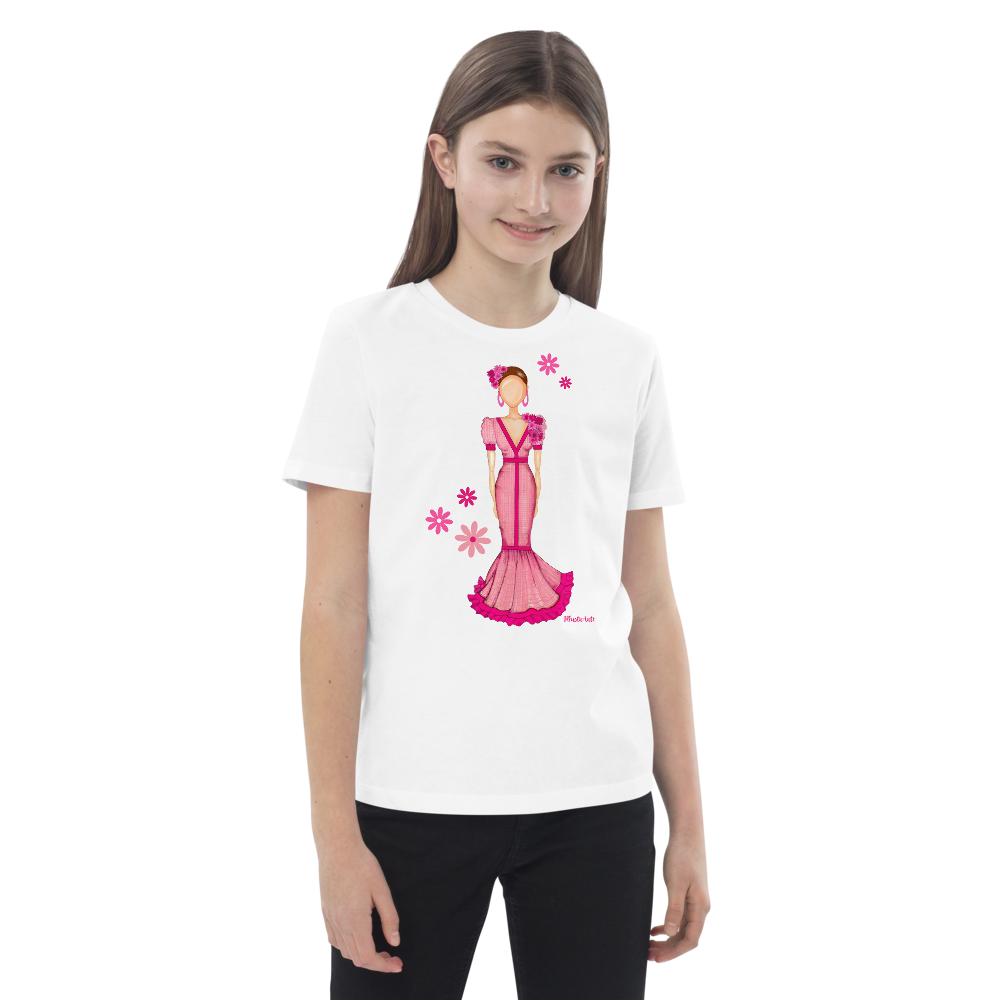 Camiseta Flamenca de Niñas De Algodón 100% Orgánico - Modelo Isabel, combinando comodidad y tradición en su diseño.