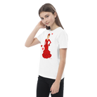 Camiseta flamenca de niñas de algodón 100% orgánico - Modelo Ana, imagen de la camiseta exhibida en un perchero.