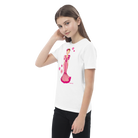 Camiseta Flamenca de Niñas De Algodón 100% Orgánico - Modelo Isabel en acción, adaptándose al movimiento de las niñas.