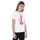 Cerca de detalles de la Camiseta Flamenca de Niñas De Algodón 100% Orgánico - Modelo Isabel, resaltando su confección ética.