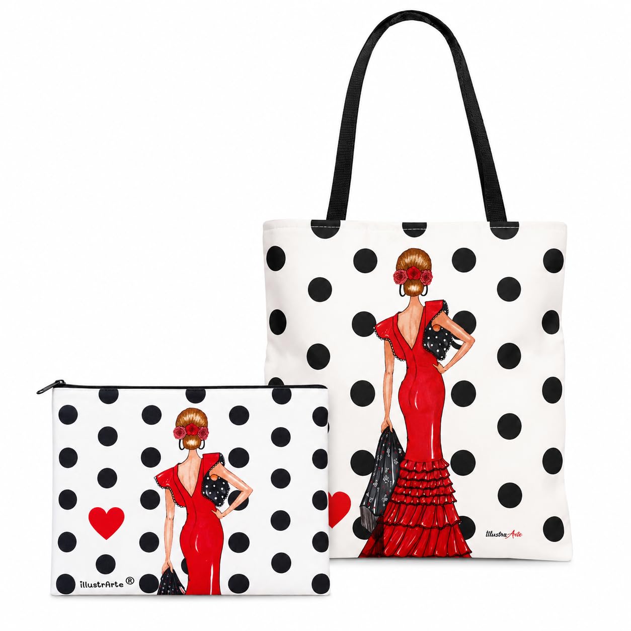 Pack bolso Málaga 43x43 cm + neceser Granada 22x17 cm illustrArte – diseño Manuela