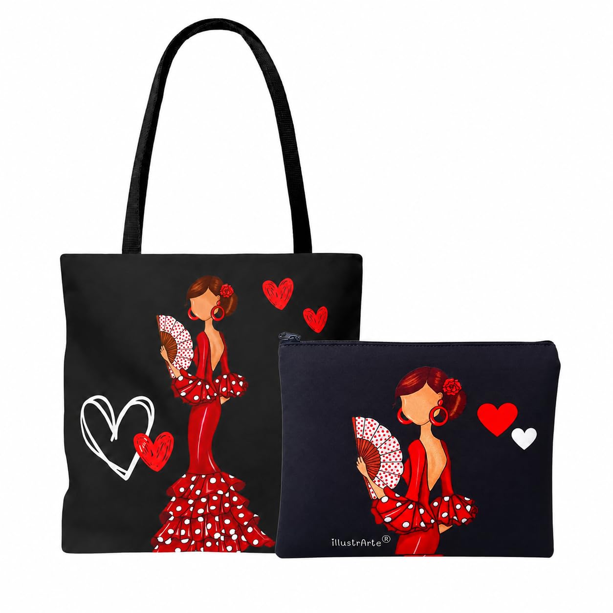 Pack bolso Málaga 43x43 cm + neceser Granada 22x17 cm illustrArte – diseño Pepa Liso