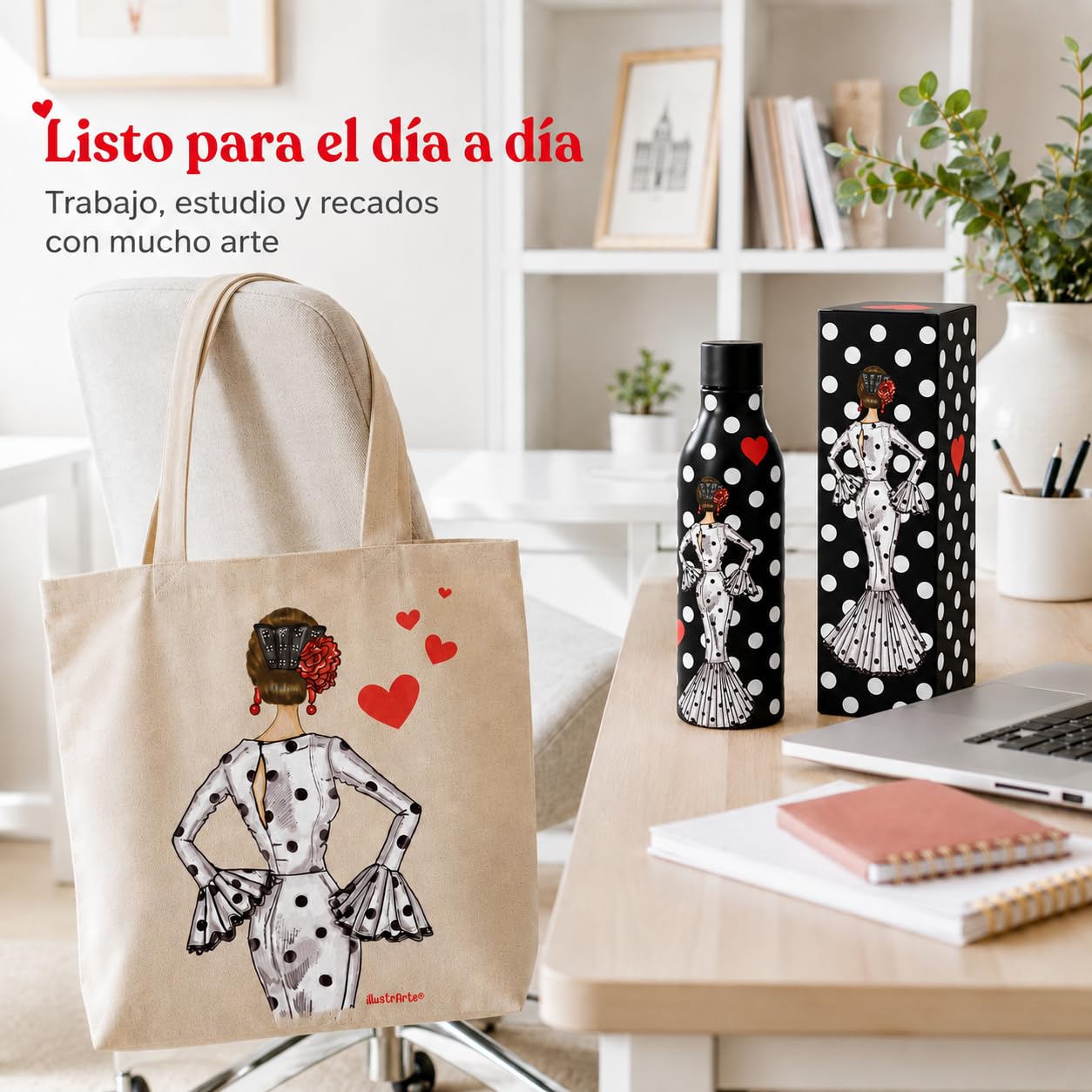 Pack botella + bolsa Cádiz María Blanco fondo negro – vista 4
