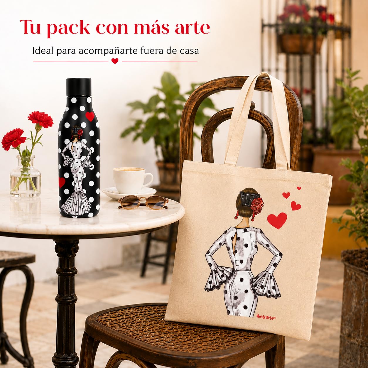 Pack botella + bolsa Cádiz María Blanco fondo negro – vista 6