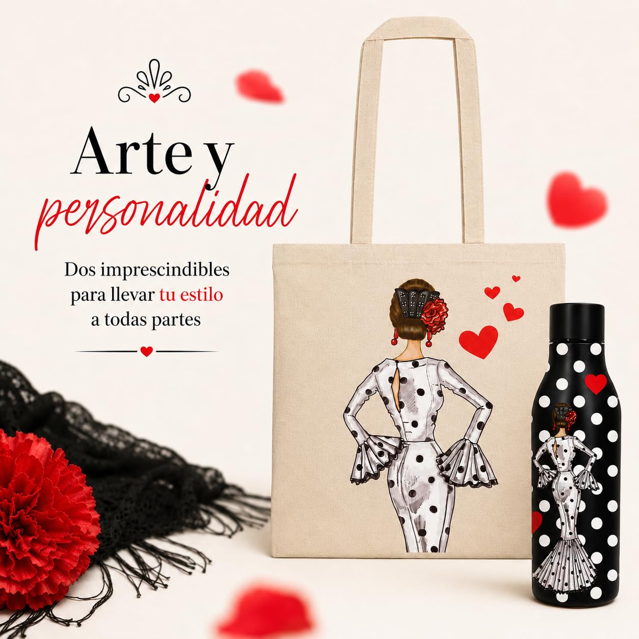Pack botella + bolsa Cádiz María Blanco fondo negro – vista 8