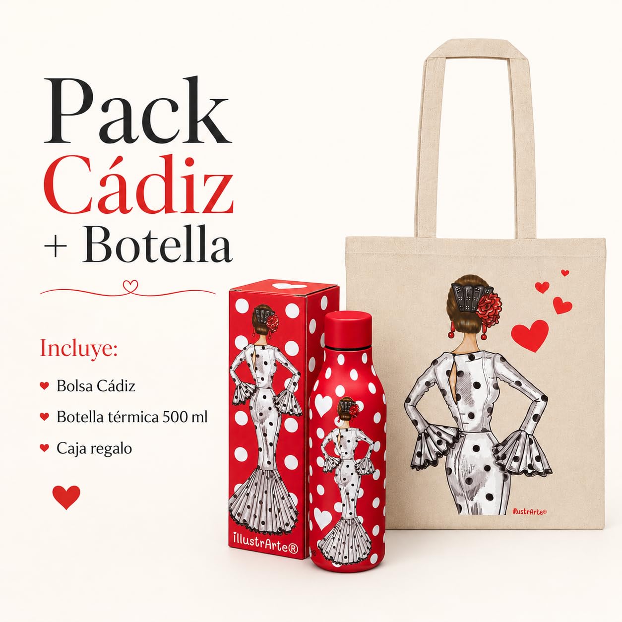 Pack botella + bolsa Cádiz María Blanco fondo rojo – vista 6