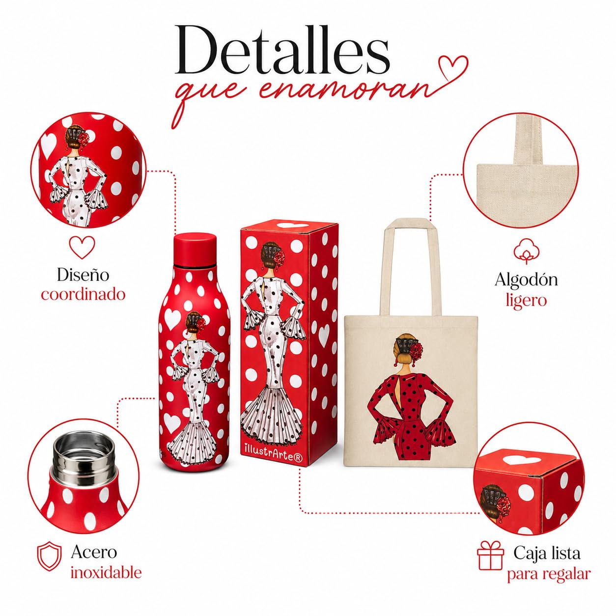 Pack botella + bolsa Cádiz María Blanco fondo rojo + María Rojo – vista 3