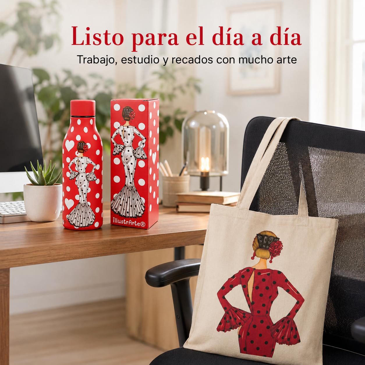 Pack botella + bolsa Cádiz María Blanco fondo rojo + María Rojo – vista 4