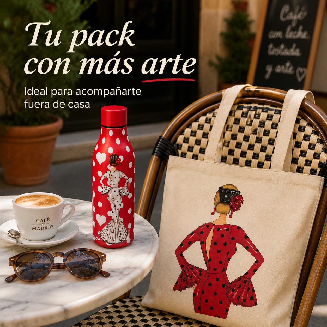 Pack botella + bolsa Cádiz María Blanco fondo rojo + María Rojo – vista 6