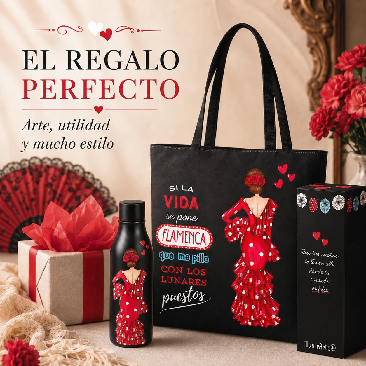 Pack botella + bolso Málaga Macarena frase – vista 2