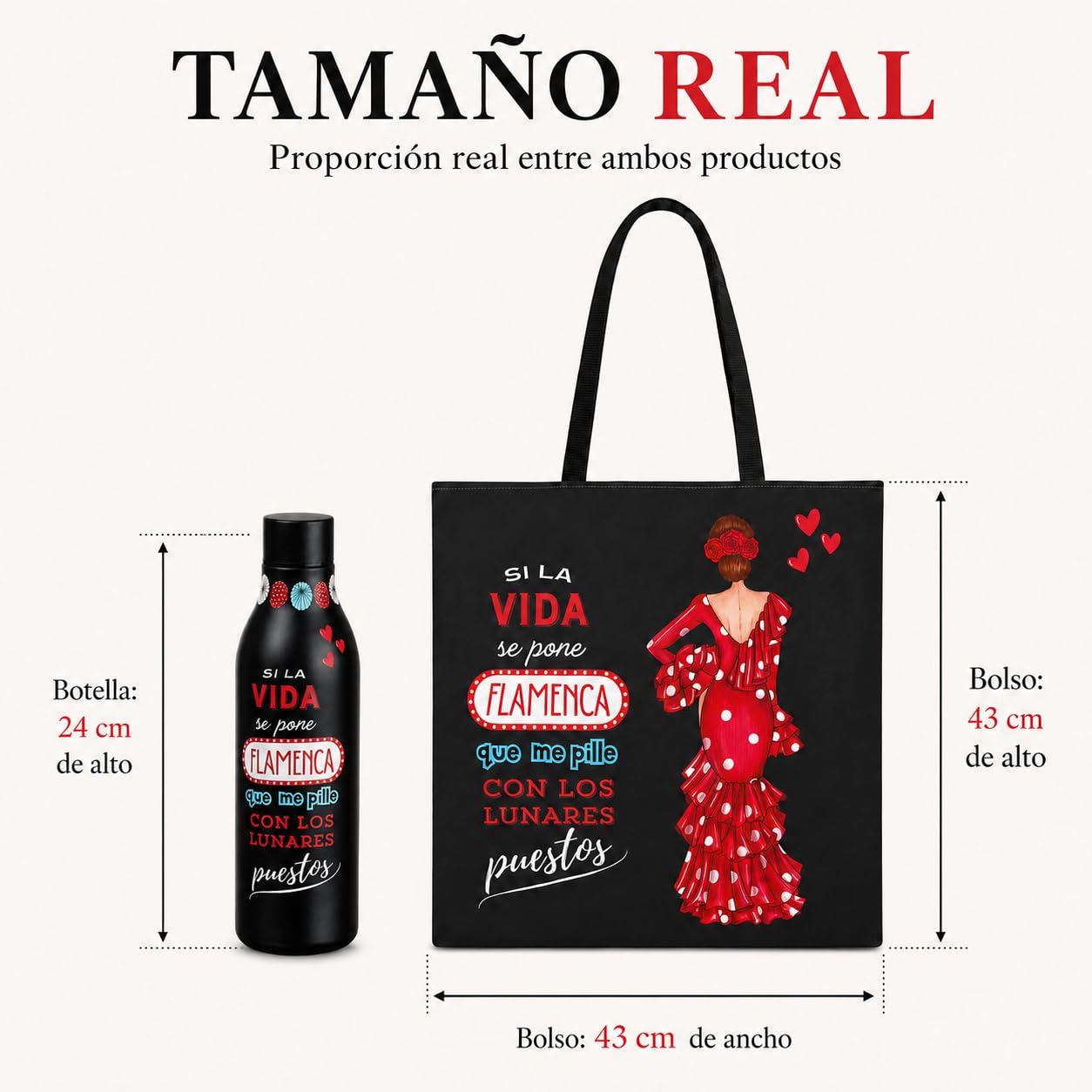 Pack botella + bolso Málaga Macarena frase – vista 3