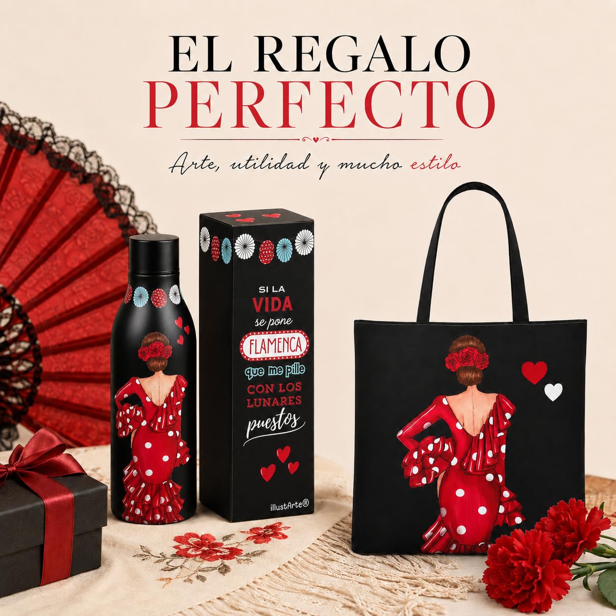 Pack botella + bolso Málaga Macarena liso – vista 2