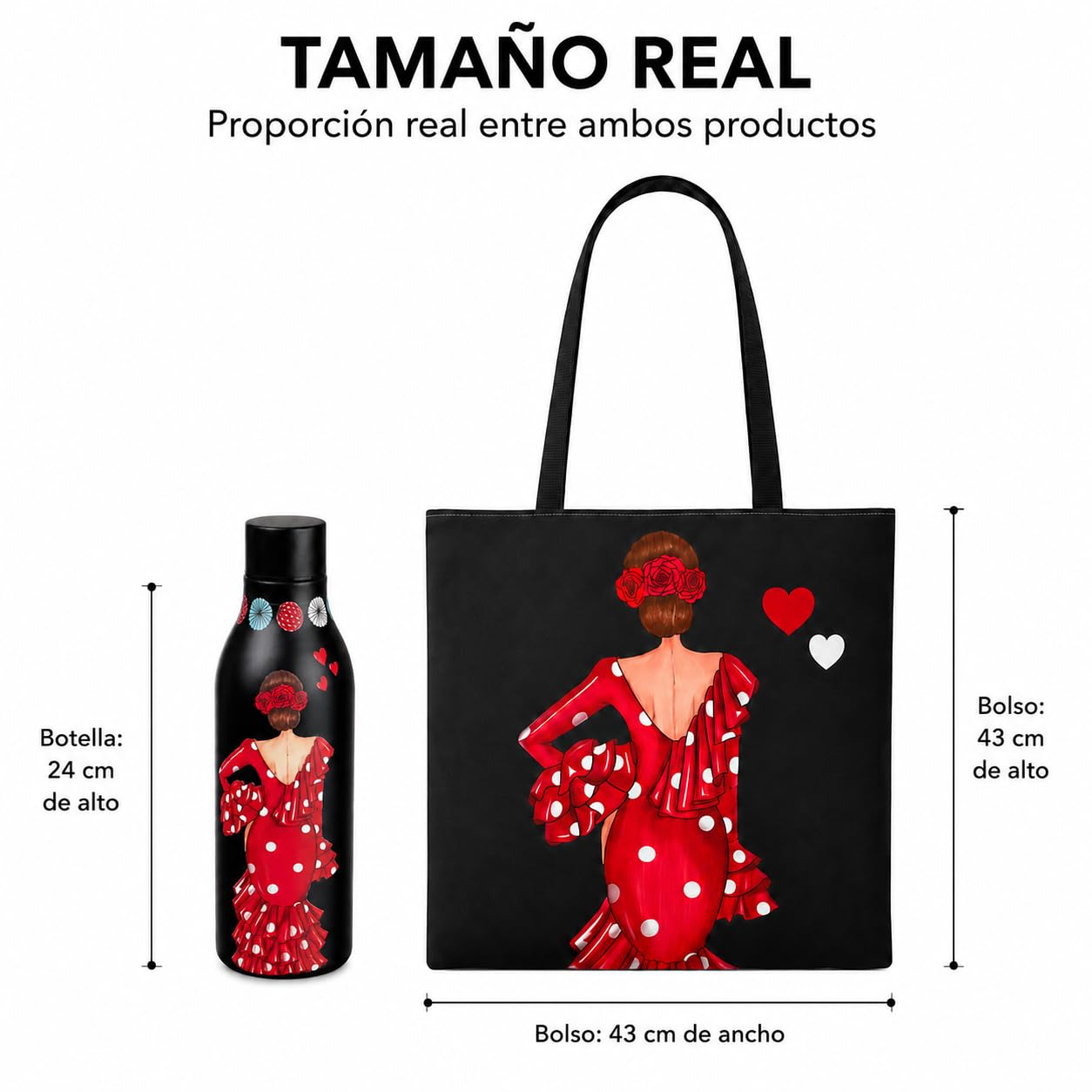 Pack botella + bolso Málaga Macarena liso – vista 5