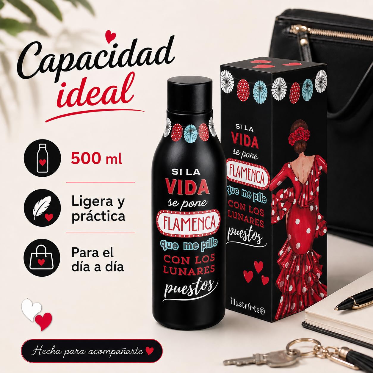 Pack botella + bolso Málaga Macarena lunares – vista 5