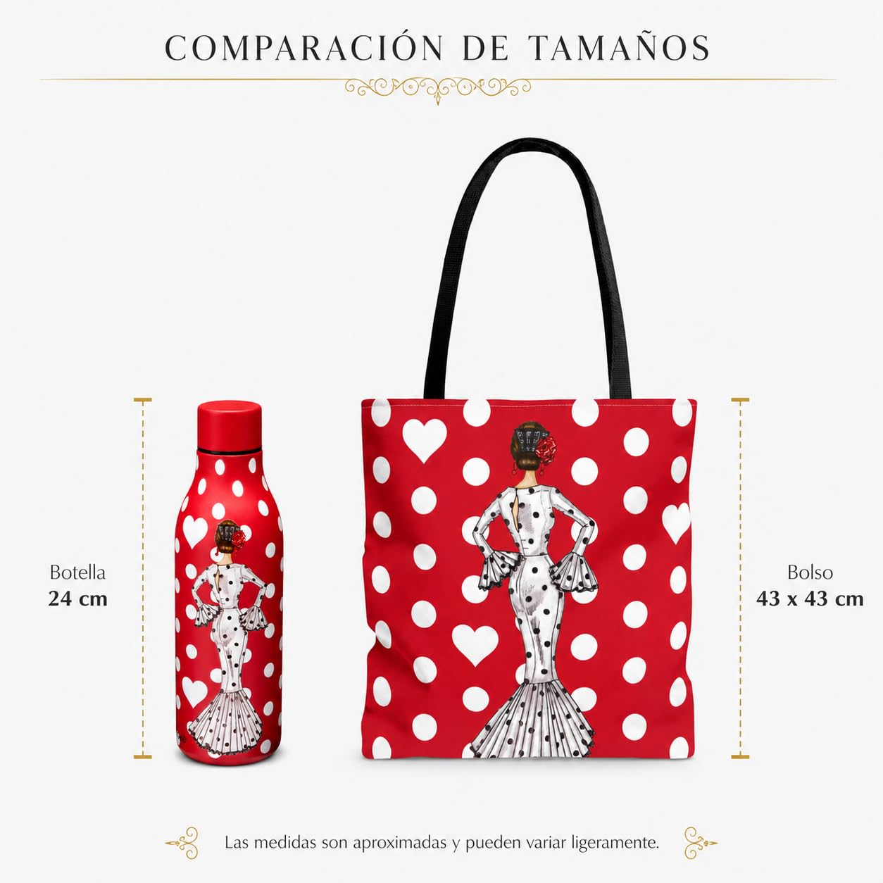 Pack botella + bolso Málaga María Blanco fondo rojo – vista 5