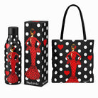 Pack botella térmica 500 ml + bolso tote Málaga 43x43 cm illustrArte – María Rojo fondo negro