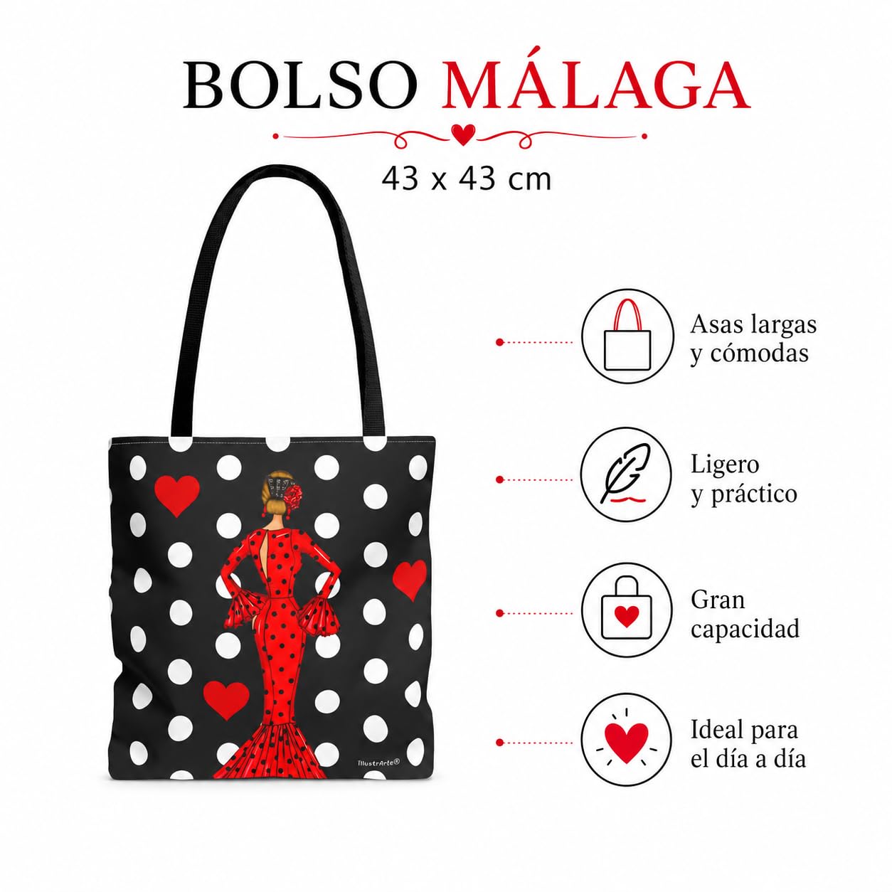 Pack botella + bolso Málaga María Rojo fondo negro – vista 3